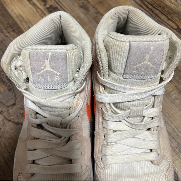 Jordan 1 Mid SE Sail Orange Quartz Corduroy Sneakers Womens Size 9.5 - Picture 6 of 10